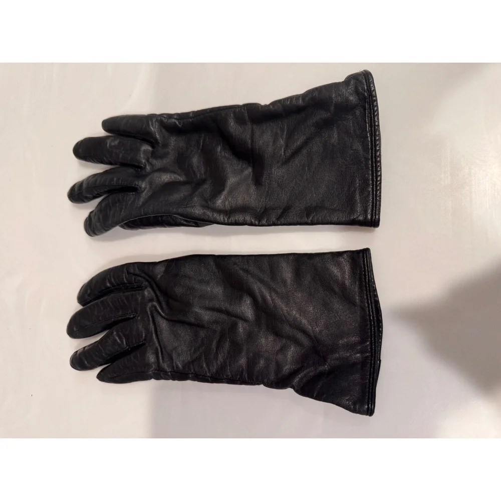 Vintage Black Leather Gloves Soft Lined Winter Classic‎ Formal Elegant Chic Sz M